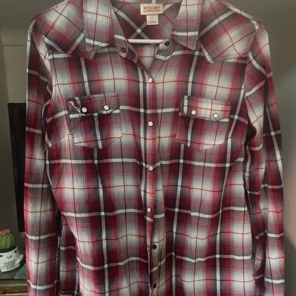 Mossimo Supply Co. Red and White Plaid Shirt